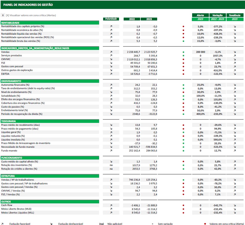 painel de indicadores controlo de gestão